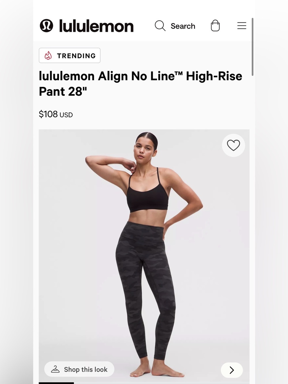 lululemon athletica Align No Line™ High-Rise Legging — Black Camo